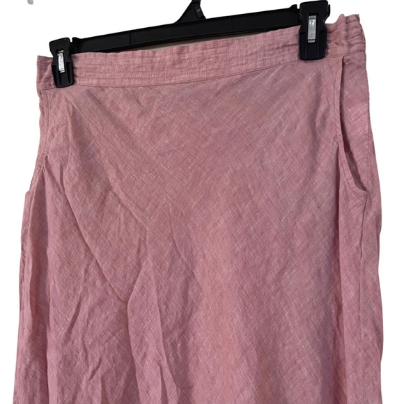 EUC Eddie Bauer A-line Full Length Pink Linen Skirt sz Large w/ POCKETS! - Picture 3 of 7
